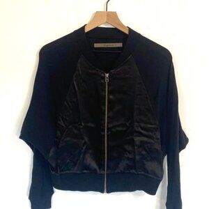Enza Costa Satin & Cashmere Baseball Jacket – Black (Size 1)